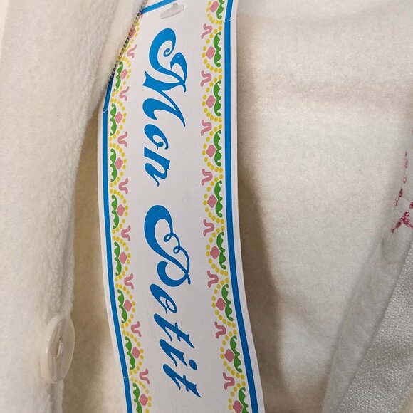 NWT Baby Mon Petit fleece button front hooded off white one piece outfit S 6-9M - Picture 6 of 11